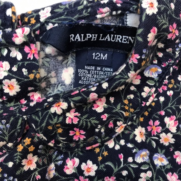 Ralph Lauren Floral Corduroy Baby Girl Top, 12 mo. - Picture 3 of 7